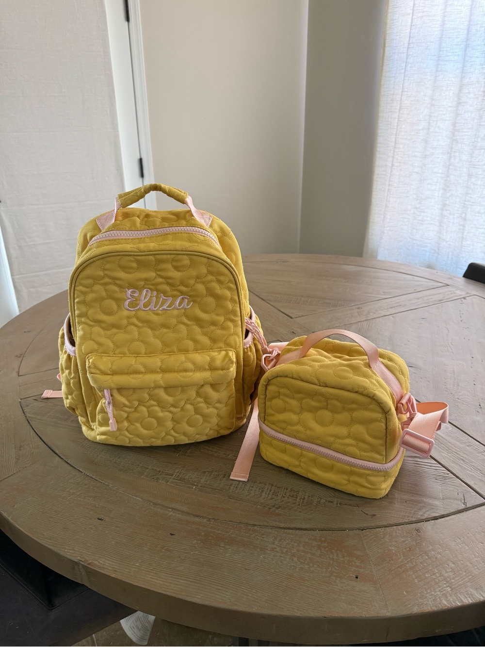 Crate and Barrel Yellow Kids Backpack and Lunch Bag Set - Good condition